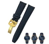 SKXMOD 22 mm 20 mm 21 mm gewebtes Rindsleder-Uhrenarmband, passend für IWC Portugieser Fliegeruhren Portofino IW5007, blaues Uhrenarmband aus weichem Leder(Blue gold 2,20mm)