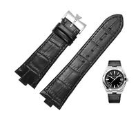 SKXMOD Echtes Lederarmband für Vacheron Constantin OVERSEAS Serie 4500V 5500V P47040 Edelstahlschnalle Herrenuhrenarmband 25-8mm(Black-silver)