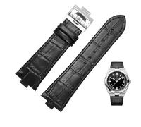 SKXMOD Echtes Lederarmband für Vacheron Constantin OVERSEAS Serie 4500V 5500V P47040 Edelstahlschnalle Herrenuhrenarmband 25-8mm(Black-silver-02)