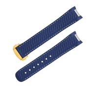 SKXMOD Fluorkautschuk mit gebogenem Ende für Omega-Armband Seamaster 300 AQUA TERRA AT150 8900 Uhr Weiches Armband Herren Ersatz(Blue6)