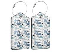 SKYDAWNY Gepäckanhänger aus Leder für Reisen, niedlicher Dinosaurier, tropischer Dschungel, 2 Stück, Kofferanhänger mit Edelstahlschlaufe, Gepäck, Sichtschutz, ID-Etikett, Identifikatoren,