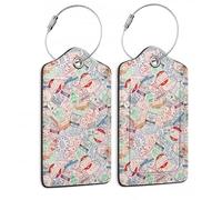 SKYDAWNY Gepäckanhänger aus Leder für Reisen, Reisepass, Visa, Briefmarken, 2 Stück, Kofferanhänger mit Edelstahlschlaufe, Gepäck, Sichtschutz, ID-Etikett, Identifikatoren, Gepäcktasche für Damen und