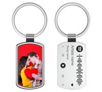 Skyeasure Personalisierte Schlüsselanhänger mit Musik-Foto, Spotify-Integration, Metall, Silber, Unisex, Paare, Erwachsene