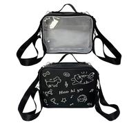 SkyPOOU Damentasche, hübscher Rucksack, passend zu allen Anlässen, transparent, Ita, adrette Stile, Umhängetasche für Damen, Schultertasche, Katzen, Ita, Schwarz