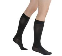 SKYSOCKS Cotton Reise-Kniestrümpfe, Black 44/45, kräftige Strümpfe für Damen und Herren mit spürbarer Stützwirkung für Reise, Beruf und Freizeitsafari, 280den