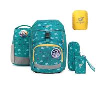 SKYSPER Schulranzen-Set 5-teilig, Schulrucksack Ergonomischer Tragesystem | Schulranzen mit Regenhülle, 360 Grad Reflexstreifen, für Mädchen Jungen Kinder 1. klasse Outdoor Aktivitäten