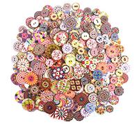 Skyzone 300 Stück runde Holzknöpfe, Retro-Bastelknöpfe Bunte Holzknöpfe Dekorative Knöpfe Gemischte Farben und Größen für Kunsthandwerk Nähen DIY-Dekoration (15 mm, 20 mm und 25 mm, 100 Stück)