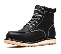 SL-Saint Handgefertigte wasserdichte weiche Moc Toe Good year-welted Mode Stiefel Classic Full Grain Leder (Schwarze Keilsohle, Erwachsene, Herren, 45, Numerisch, EU Schuhgrößensystem, M)
