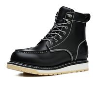 SL-Saint Handgefertigte wasserdichte weiche Moc Toe Goodyear-welted Stiefel Classic Full Grain Leder (Schwarz, Erwachsene, Herren, 48, Numerisch, EU Schuhgrößensystem, M)
