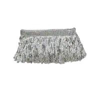 SLAXJNE 1 Stück 5 M Pailletten-Quaste, Glänzende Quaste, Quastenbesatz, DIY-Quasten-Bastelarbeiten, Performance-Kleidungszubehör, Quaste Zum Nähen (Silber)