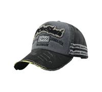 SLAXJNE 1 Stück Schwarze Baseballkappe, Gewaschene Baseballkappe Im Used-Look, Zerlumpte Schirmmütze, Sonnenhut Mit Breiter Krempe, Retro-Vaterhut, Bestickte Baseballkappe, Verstellbare Mütze