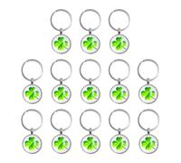 SLAXJNE 13 Stück Vierblättriges Kleeblatt-Schlüsselanhänger, Metall-Anhänger für Einweihung und Rucksack, Dekorativ