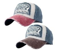 SLAXJNE 2 Stück Baseballkappen, Farbblockierte Baseballkappen, Gewaschene Distressed-Baseballkappen, Outdoor-Sonnenhüte, Aufgesetzte Schirmmützen, Verstellbare Retro-Baseballkappen