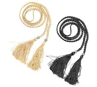 SLAXJNE 2 Stück Damengürtel, Damen-Flechtgürtel, Fransen-Damengürtel, Kleidergürtel, Cowgirl-Gürtel