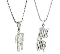 SLAXJNE 2-Teilige Halskette, Hip-Hop-Halskette, Paar-Halskette, Brillen-Halskette, Hip-Hop-Bösewicht-Halskette, Damen-Halskette