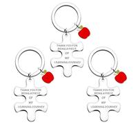 SLAXJNE 3 Stück Schlüsselanhänger, Puzzle-Anhänger-Schlüsselanhänger, Apfel-Anhänger-Schlüsselanhänger, Lehrer-Schlüsselanhänger, Schlüsselanhänger-Geschenk