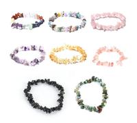 SLAXJNE 8 Stück Kies-Armbänder, Kristall-Chakra-Armbänder, Unregelmäßige Kristall-Stück-Armbänder, Modische Kies-Armband-Schmuck, Edelstein-Armbänder