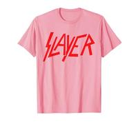 Slayer - Classic Red Logo On Prink T-Shirt