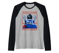 Sleep is My God Sarcastic Retro Vintage Funny Adult Humor Raglan