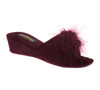 Sleepers Anne Damen Hausschuhe/Pantoffeln mit Schmuckstein, flauschigem Bommel und Absatz (37 EUR) (Burgunder)