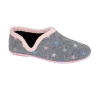 Sleepers - Damen Hausschuhe Aria, Sternmotiv, Jerseyware (38 EU) (Grau/Pink)