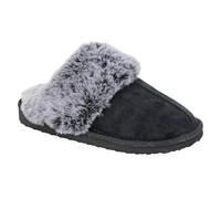 Sleepers LS175 JEANIE Damen-Hausschuhe aus Wildlederimitat, mit Bündchen, Schwarz , 39 EU