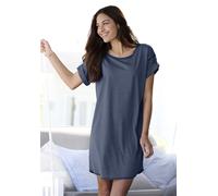 Sleepshirt ARIZONA, Damen, Gr. 40/42, N-Gr, blau (jeans, meliert), Single Jersey, Obermaterial: 60% Baumwolle, 40% Polyester, meliert, Basic, Basic ca. Mitte Oberschenkel, Rundhals, Krempelärmel,mit K