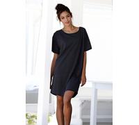 Sleepshirt ARIZONA, Damen, Gr. 44/46, N-Gr, grau (anthrazit, meliert), Single Jersey, Obermaterial: 60% Baumwolle, 40% Polyester, meliert, Basic, Basic ca. Mitte Oberschenkel, Rundhals, Krempelärmel,m