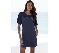 Sleepshirt VIVANCE DREAMS, Damen, Gr. 32/34, N-Gr, blau (dunkelblau), Single Jersey, Obermaterial: 60% Baumwolle, 40% Polyester, unifarben, bedruckt, feminin, bequem ca. Mitte Oberschenkel, Rundhals, 
