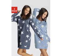 Sleepshirt VIVANCE DREAMS Gr. 32/34, N-Gr, blau (hellblau gemustert) Damen Kleider (29122733-32) hellblau gemustert