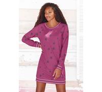 Sleepshirt VIVANCE DREAMS, Damen, Gr. 32/34, N-Gr, rot (bordeaux, gemustert), Single Jersey, Obermaterial: 60% Baumwolle, 40% Polyester, gemustert, Basic, Basic kniefrei, Rundhals, Langarm Raglanärmel