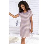 Sleepshirt, Damen, Gr. 56/58, N-Gr, lila, Single Jersey, Obermaterial: 100% Baumwolle, VIVANCE DREAMS BY LASCANA, bedruckt, bestickt, gestreift, bequem mini, Rundhals, Raglanärmel, Kleider Sleepshirt 