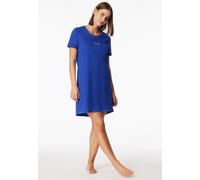 Schiesser Nachthemd Casual Essentials Damen Kurzarm Rundhals 100% Baumwolle Blau Gr. 36