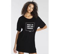 Sleepshirt LASCANA, Damen, Gr. 40/42, N-Gr, schwarz, Single Jersey, Obermaterial: 95% Viskose, 5% Elasthan, unifarben, loose fit ca. Mitte Oberschenkel, Rundhals, abgesteppte Kante, Kleider Sleepshirt