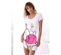 Sleepshirt PEANUTS, Damen, Gr. 32/34, N-Gr, rosa, Single Jersey, Obermaterial: 100% Baumwolle, bedruckt, loose fit kurz, Rundhals, eingesetzt, Kleider Sleepshirt, mit großem Snoopy-Motiv (15713668-32)