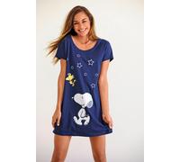 Sleepshirt PEANUTS, Damen, Gr. 36/38, N-Gr, blau (marine), Single Jersey, Obermaterial: 100% Baumwolle, bequem kurz, Rundhals, eingesetzt, Kleider Sleepshirt, mit Snoopy-Print in Minilänge, Topseller
