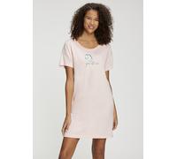 Sleepshirt S.OLIVER, Damen, Gr. 40/42, N-Gr, rosa, Single Jersey, Obermaterial: 50% Baumwolle, 50% Viskose, bedruckt, unifarben, loose fit mini, Rundhals, Kleider Sleepshirt, schöner Frontdruck (14199