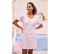 Sleepshirt S.OLIVER, Damen, Gr. 44/46, N-Gr, rosa, Single Jersey, Obermaterial: 50% Baumwolle, 50% Viskose, bedruckt, Basic, Basic kurz, Rundhals, Kleider Sleepshirt, mit Frontdruck (36825038-44)