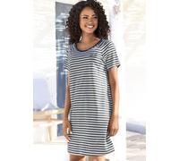 Sleepshirt VIVANCE DREAMS, Damen, Gr. 32/34, N-Gr, blau (dunkelblau), Single Jersey, Obermaterial: 100% Baumwolle, bedruckt, bestickt, gestreift, bequem mini, Rundhals, Raglanärmel, Kleider Sleepshirt