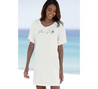 Sleepshirt VIVANCE DREAMS, Damen, Gr. 36/38, N-Gr, beige (creme), Single Jersey, Obermaterial: 60% Baumwolle, 40% Polyester, unifarben, bedruckt, feminin, bequem ca. Mitte Oberschenkel, Rundhals, Kurz