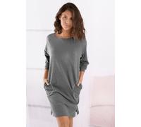 Sleepshirt VIVANCE DREAMS, Damen, Gr. 36/38, N-Gr, grau (melange, dunkelgrau), Single Jersey, Obermaterial: 60% Polyester, 36% Viskose, 4% Elasthan, meliert, unifarben, Basic, ca. Mitte Oberschenkel,
