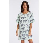 Sleepshirt VIVANCE DREAMS, Damen, Gr. 36/38, N-Gr, grün (mint, gemustert), Single Jersey, Obermaterial: 60% Baumwolle, 40% Polyester, loose fit kurz, Rundhals, angeschnitten, Kleider Sleepshirt, mt An