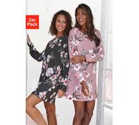 Sleepshirt VIVANCE DREAMS Gr. 40/42, N-Gr, schwarz (lila, schwarz, geblümt) Damen Kleider (96554654-40) lila, schwarz, geblümt