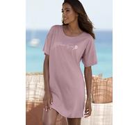 Sleepshirt VIVANCE DREAMS, Damen, Gr. 48/50, N-Gr, lila (mauve), Single Jersey, Obermaterial: 60% Baumwolle, 40% Polyester, bedruckt, unifarben, bequem ca. Mitte Oberschenkel, Rundhals, abgesteppt, Kl