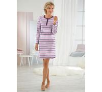 Sleepshirt WÄSCHEPUR "Sleepshirt", Damen, Gr. 48/50, Normalgrößen, lila (pflaume), 100% Baumwolle, gemustert, gestreift, Kleider Sleepshirt (68446521-48) pflaume