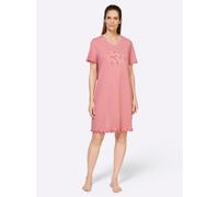 Sleepshirt WÄSCHEPUR "Sleepshirts", Damen, Gr. 44/46, Normalgrößen, rosa (altrosa, hellrosé, bedruckt), 100% Baumwolle, geblümt, gemustert, Kleider Sleepshirt (36312955-44) altrosa, hellrosé, bedruckt