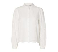 SELECTED FEMME Damen Bluse mit Lochstickerei Design Muschelsaum Feines Hemd