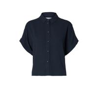 Selected Femme Relaxed Fit Bluse aus Viskose-Leinen-Mix Modell 'VIVA' in Dunkelblau, Größe 38