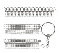 SLFYEE 100 Stücke Schlüsselanhänger Ring 25mm Schlüsselring mit Kette Schlüsselring Zubehör Schlüssel Kette für Schlüssel Handwerk DIY Schmuckherstellung