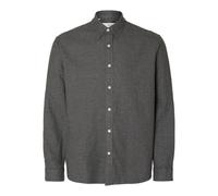 Langarmhemd SELECTED HOMME "SLHREGNOAH BRUSHED TWIST SHIRT LS NOOS", Herren, Gr. L, primary_ausgabeGroessentyp, schwarz (gray flannel detail:twisted, schwarz), Web, Obermaterial: 100% Baumwolle, unifa